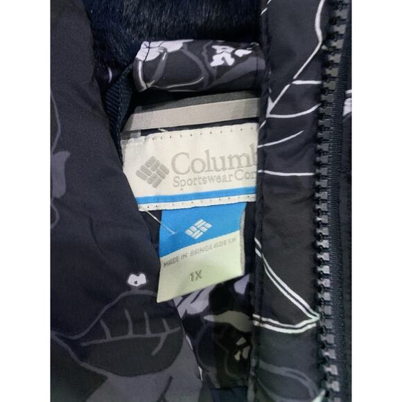 Columbia Boundless Days Print Long Down Jacket Collegiate Navy Women Size 1X NWT - Picture 11 of 12